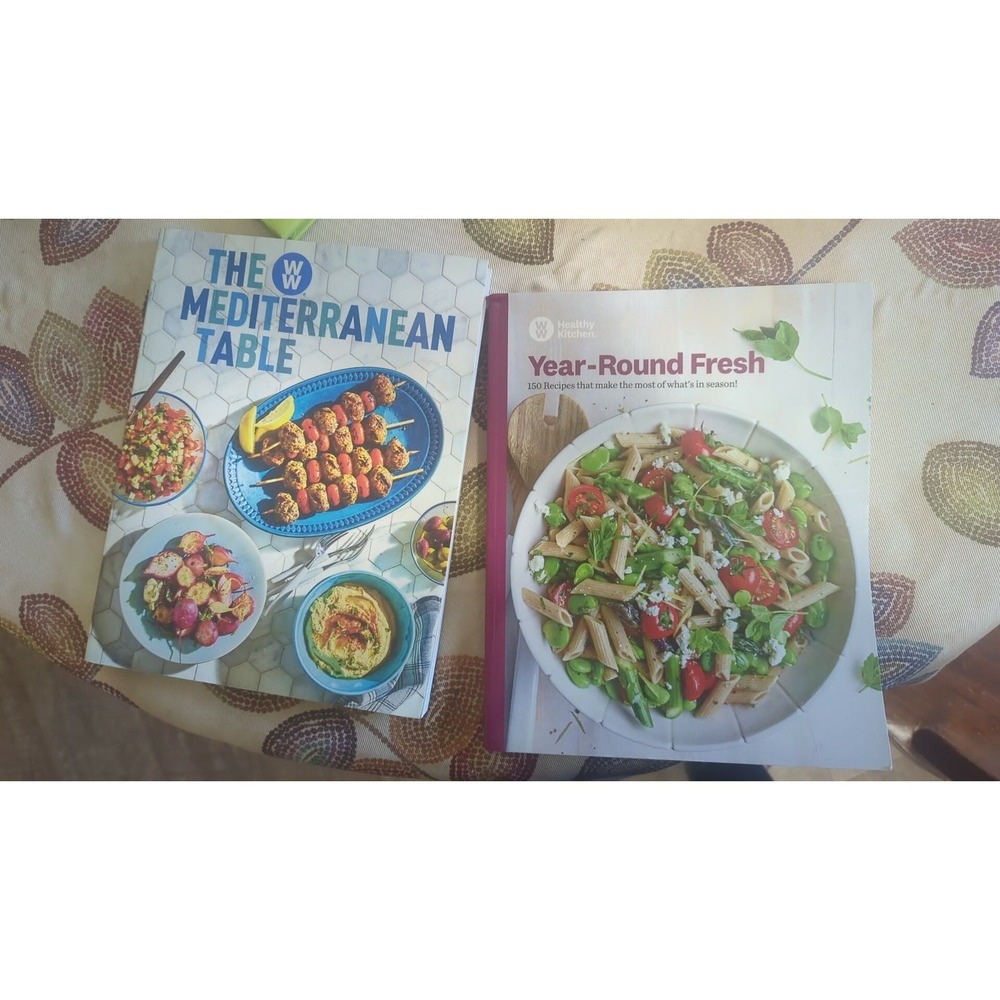 WW Weight Watchers Cookbook Bundle Mediterranean Table & Year-Round Fresh 2 Book